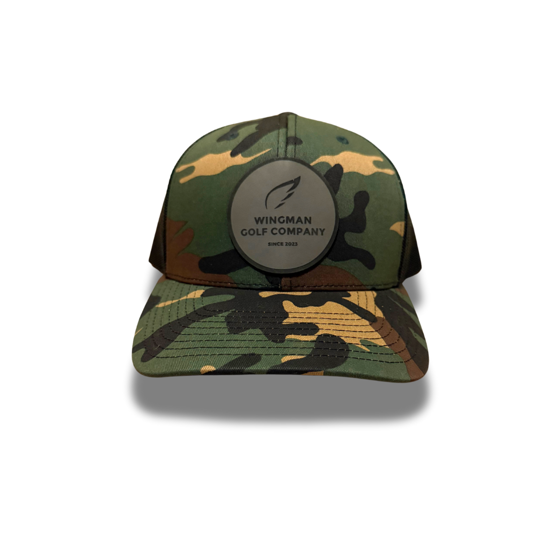 Black Leather Patch x Camo Trucker Hat