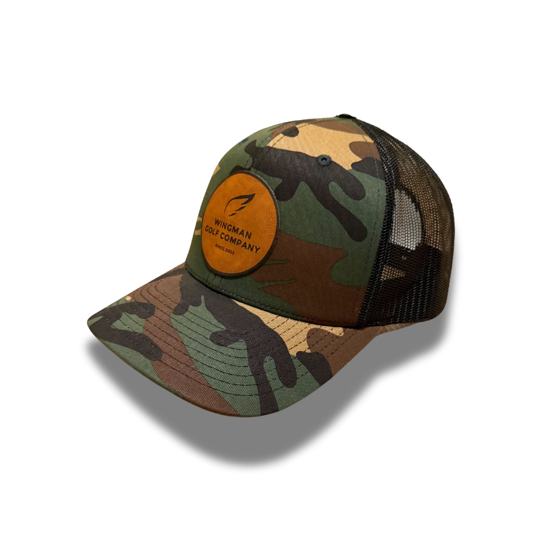 Tan Leather Patch X Camo Trucker Hat