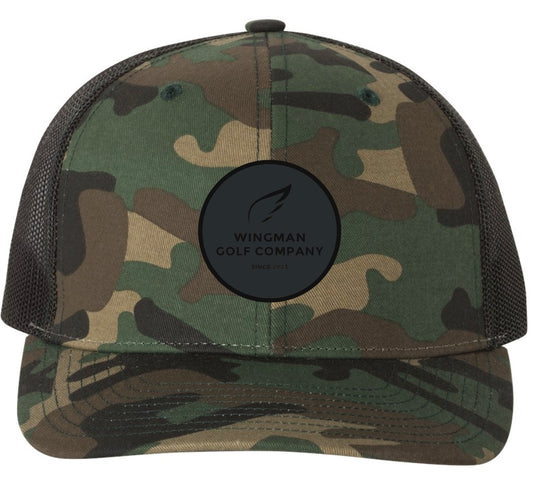 Black Leather Patch x Camo Trucker Hat